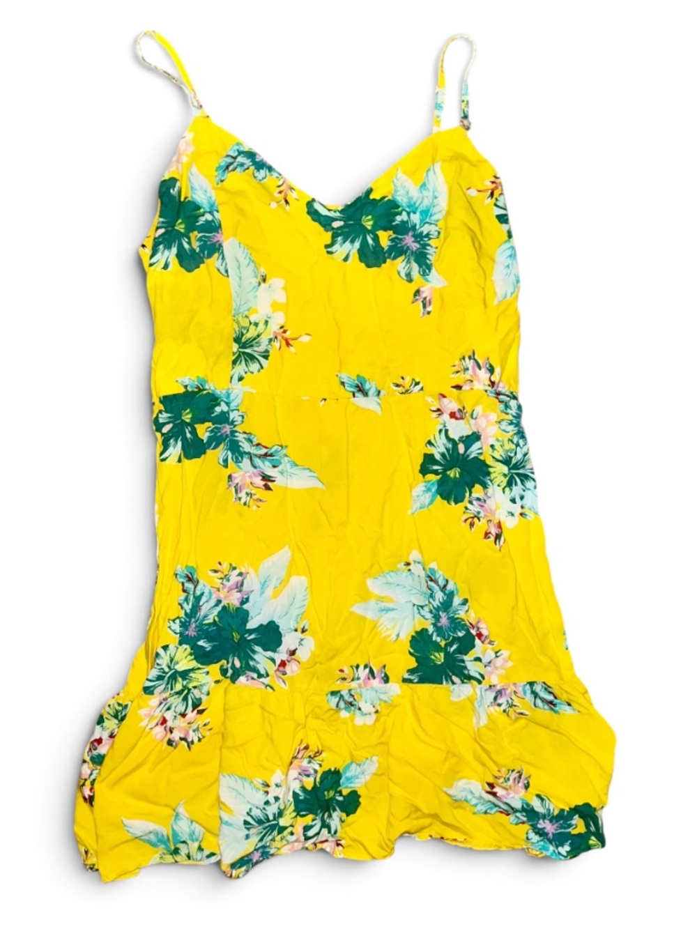 A.N.A. (A New Approach) Women's Yellow Tropical Floral Mini XL Summer Dress
